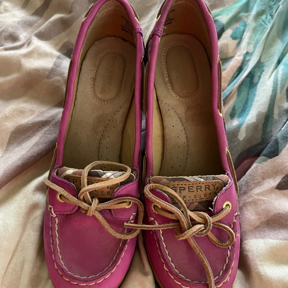 Sperry Pink Flats with Moccasin Stitching